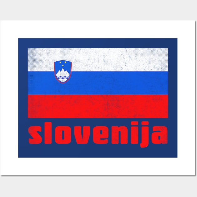 Slovenija / Slovenian  Faded Style Flag Design Wall Art by DankFutura